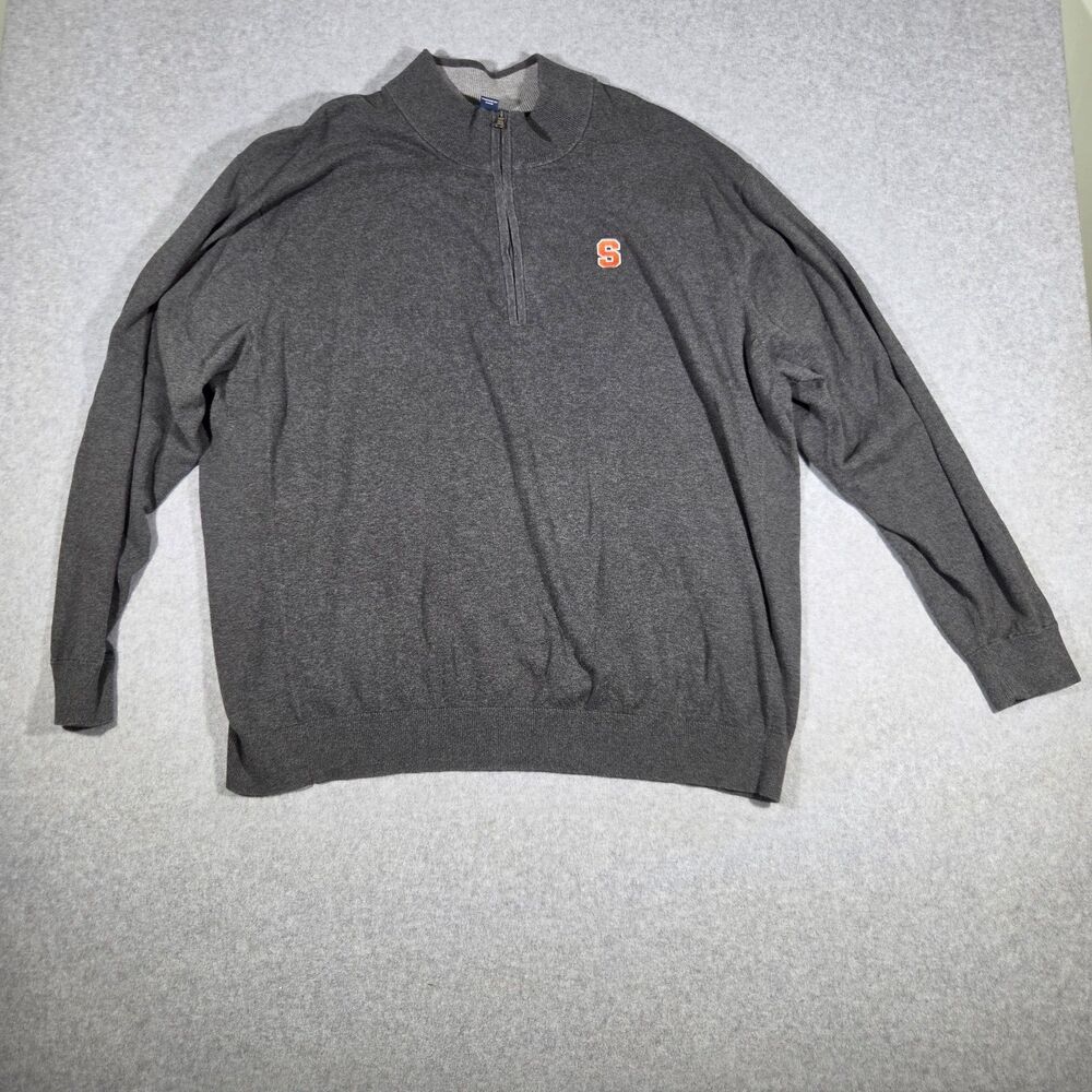 Cutter Buck Syracuse Orange Mens 3XB Big Tall 1 4 Zip Gray Sweater Pullover NCAA
